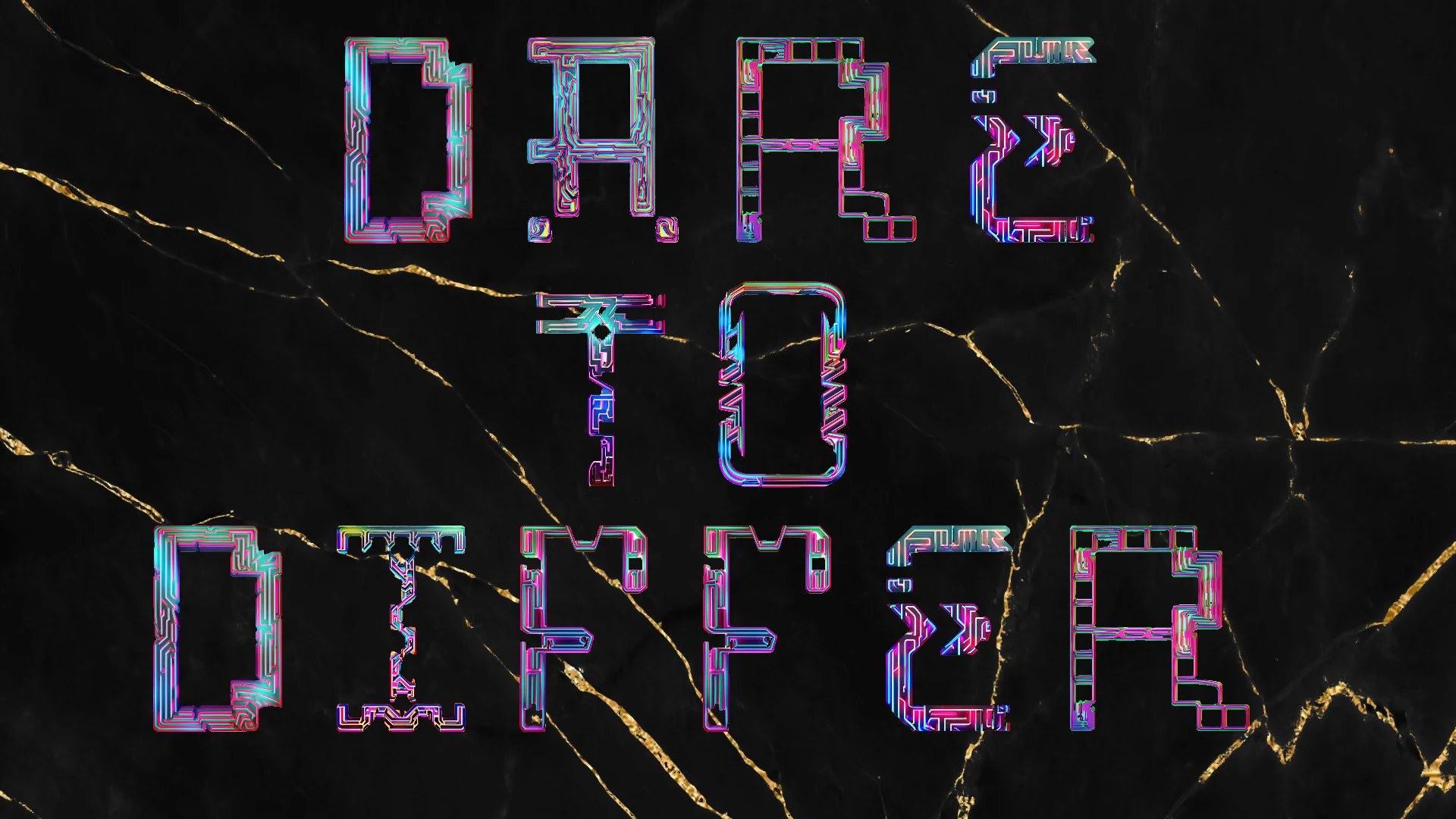 Colour and surface treatment applied to the slogan.